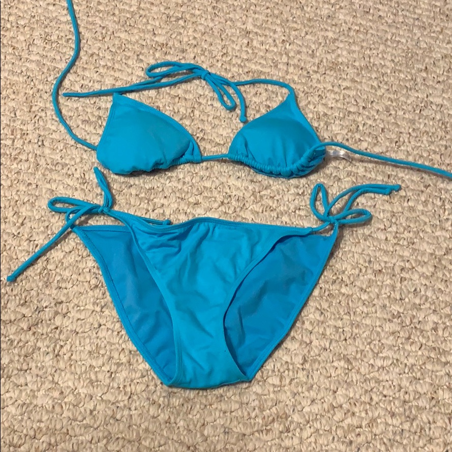 Blue String Bikinis